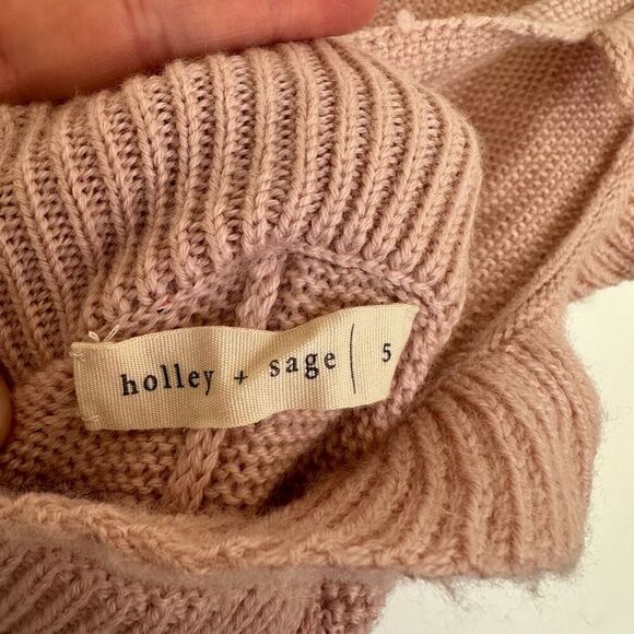 Holley + Sage Little Girls Pale Dusty Pink Merino Wool Made in Peru Knit Romper - Picture 10 of 13
